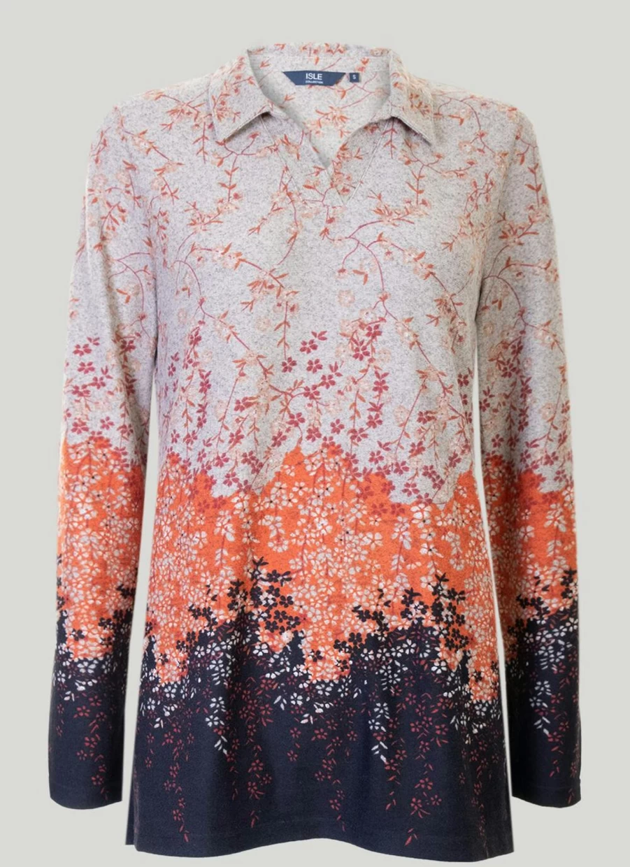 "Isle Women's Stylish Border Printed Shirt - Trendy Casual Top"