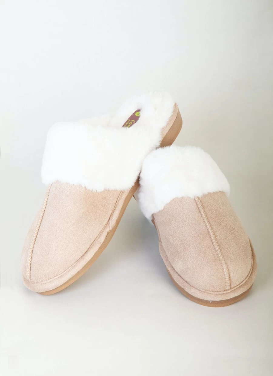 Comfy Sense Women's Suedette Mule Slippers - Soft Faux Suede Comfort Slides