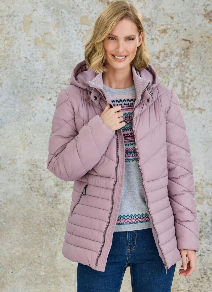 Isle Women's Padded Hooded Jacket - Warm Winter Coat with Insulation