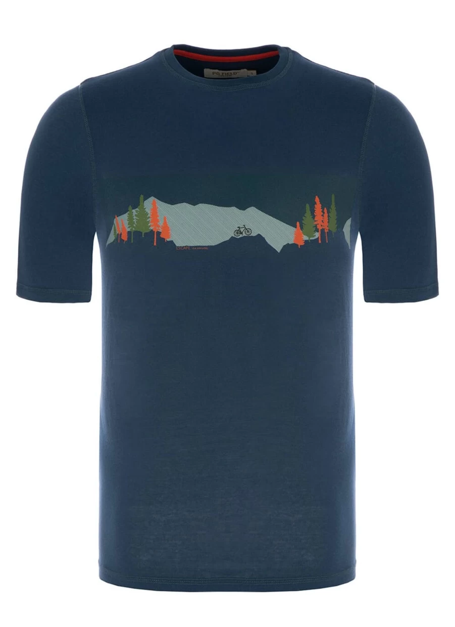 PG FIELD Men's Navy Graphic Print T-Shirt - Stylish Casual Tee for Men