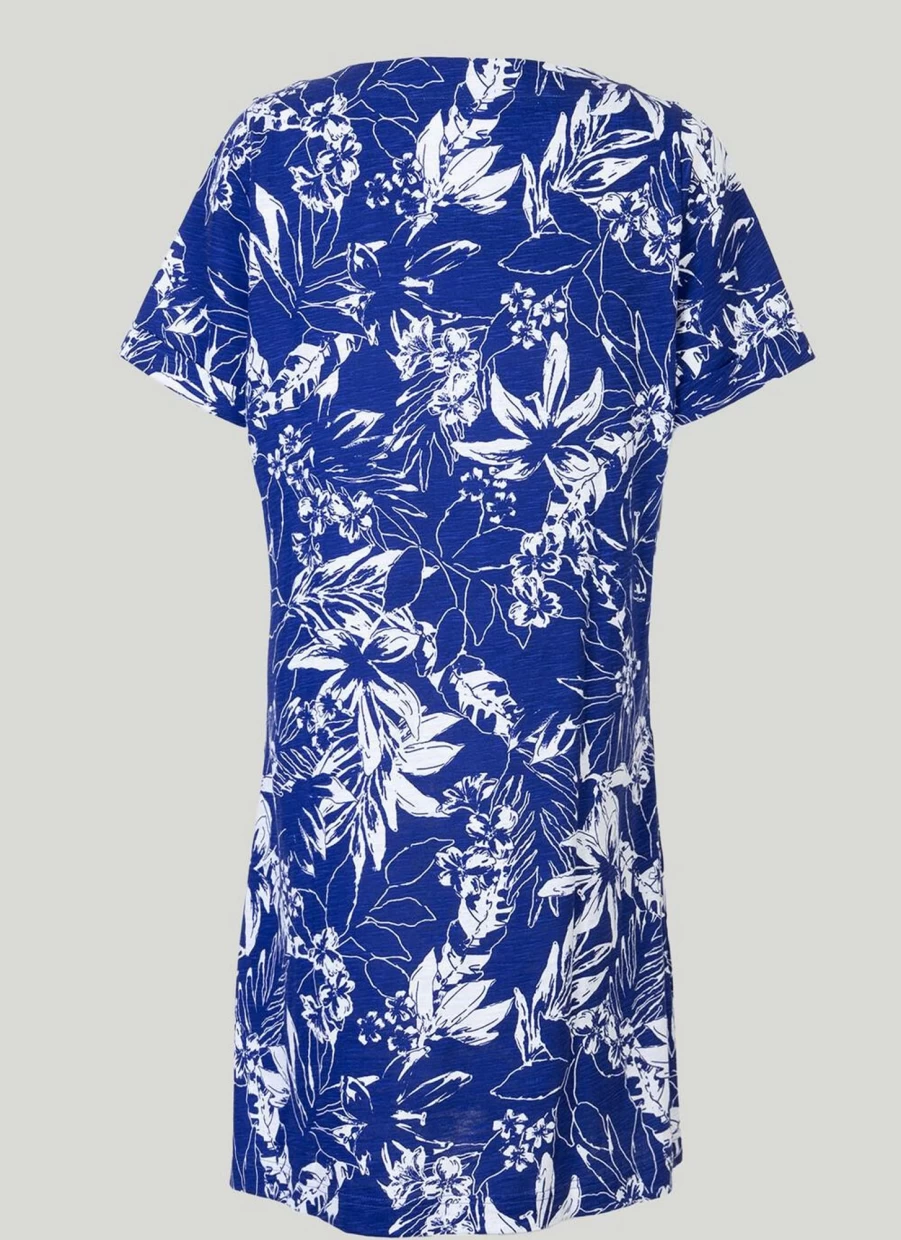 Isle Women's Blue Floral Print Jersey Dress - Casual Summer Flowy Dress