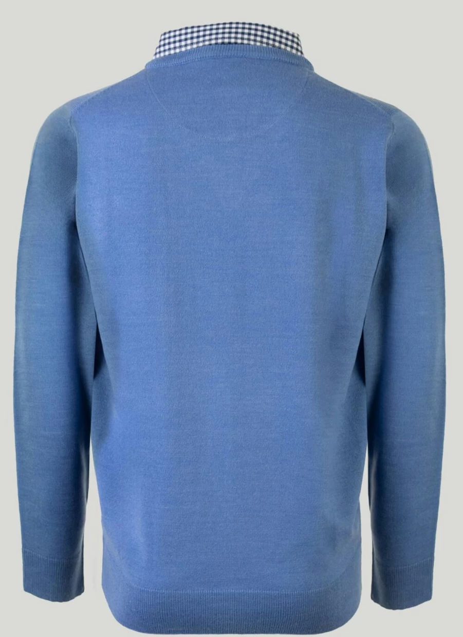 James Pringle Men's Fine Knit Cotton Shirt Insert Jumper - Classic Casual Pullover