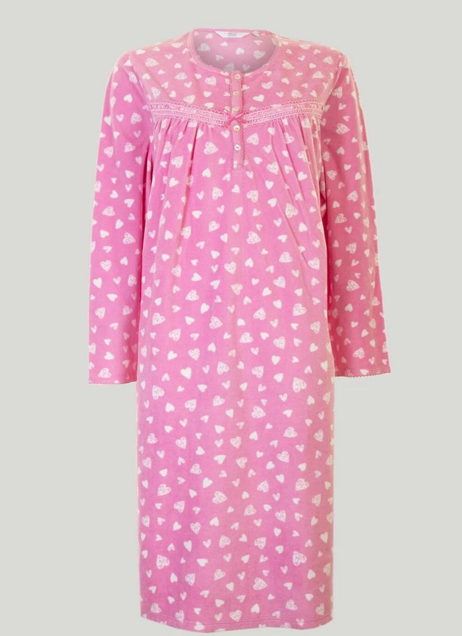 Isle Women's Pink Fleece Nightdress - Cozy Winter Sleepwear