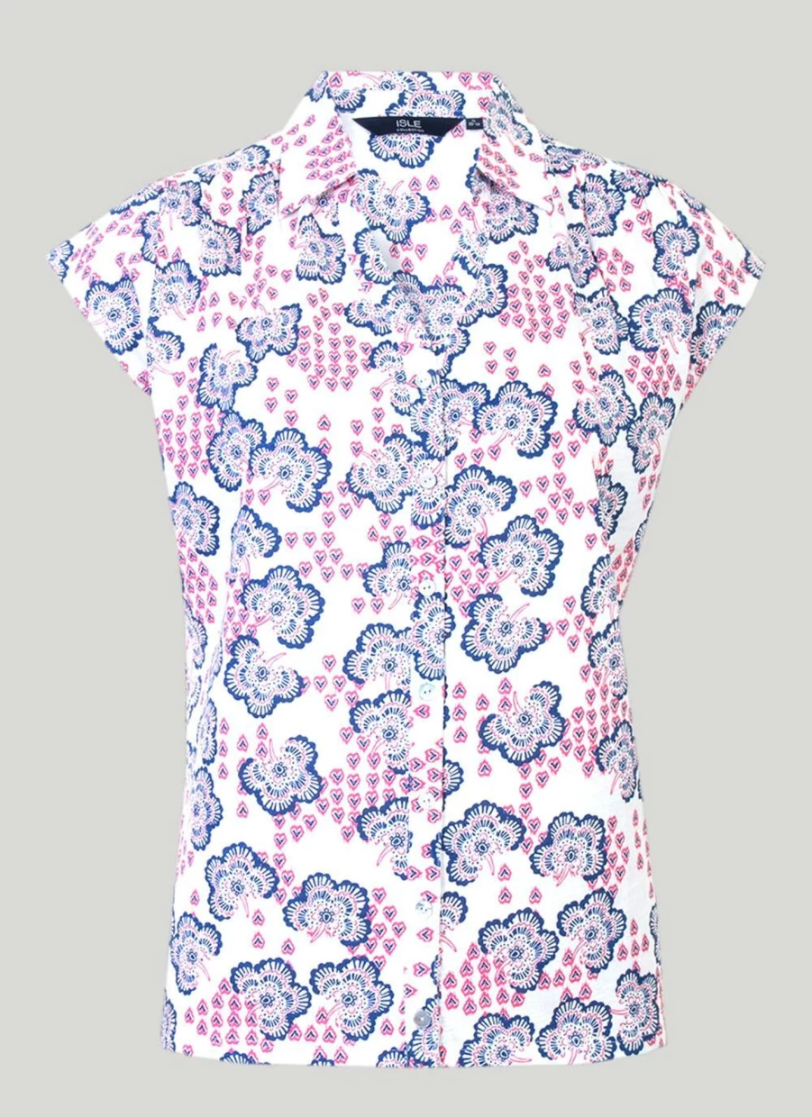 "Isle Women's Ivory Print Top: Stylish and Comfortable Blouse for Everyday Wear"