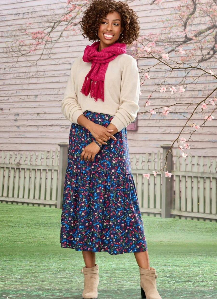 Country Rose Women's Floral Tiered Skirt - Elegant Flowy Layered Summer Skirt