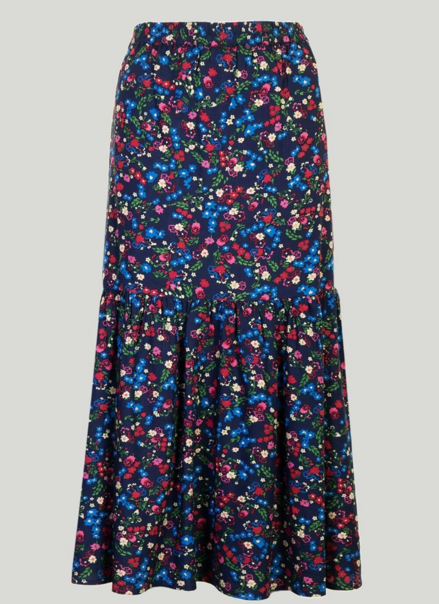 Country Rose Women's Floral Tiered Skirt - Elegant Flowy Layered Summer Skirt