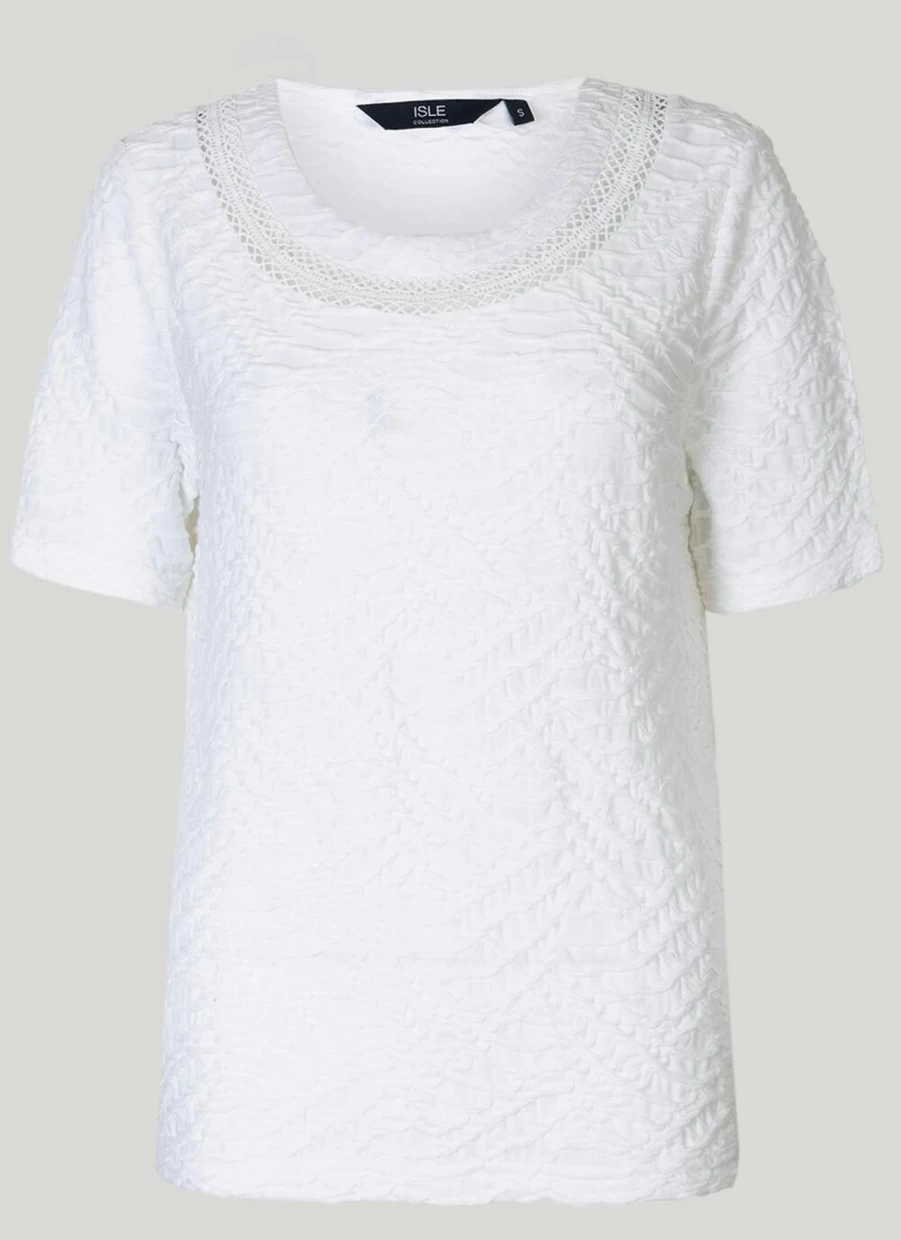 "Isle Women's Ivory Textured Knit Top – Elegant Casual Blouse"