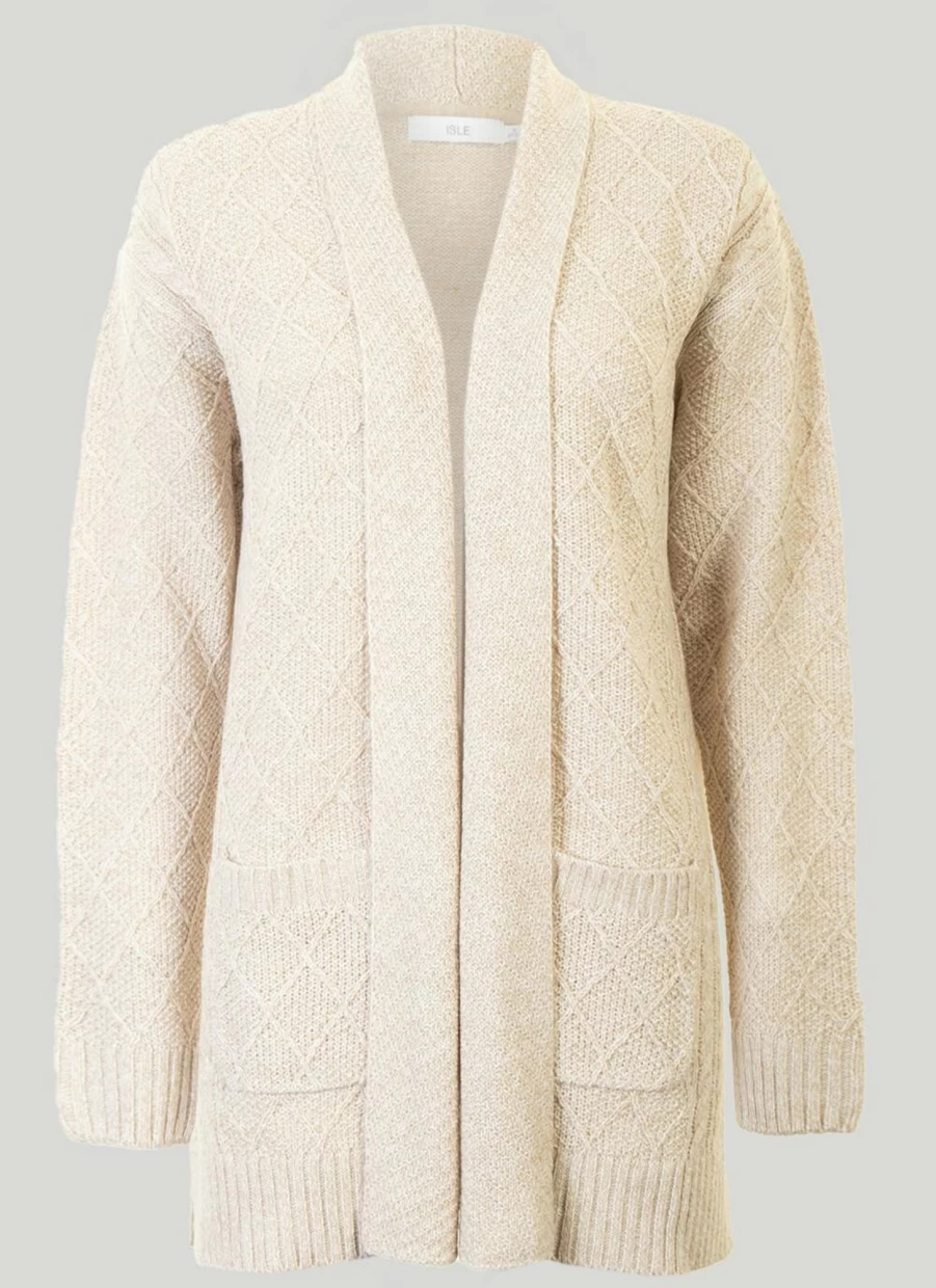 Isle Women's Stone Edge To Edge Cardigan - Stylish Knit Sweater for Women