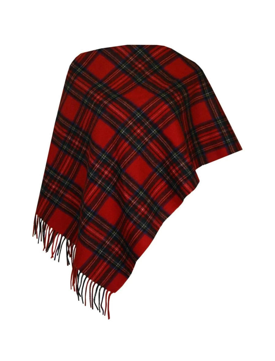 "EWM Lambswool Check Stole - Soft Plaid Wool Scarf for Men & Women"