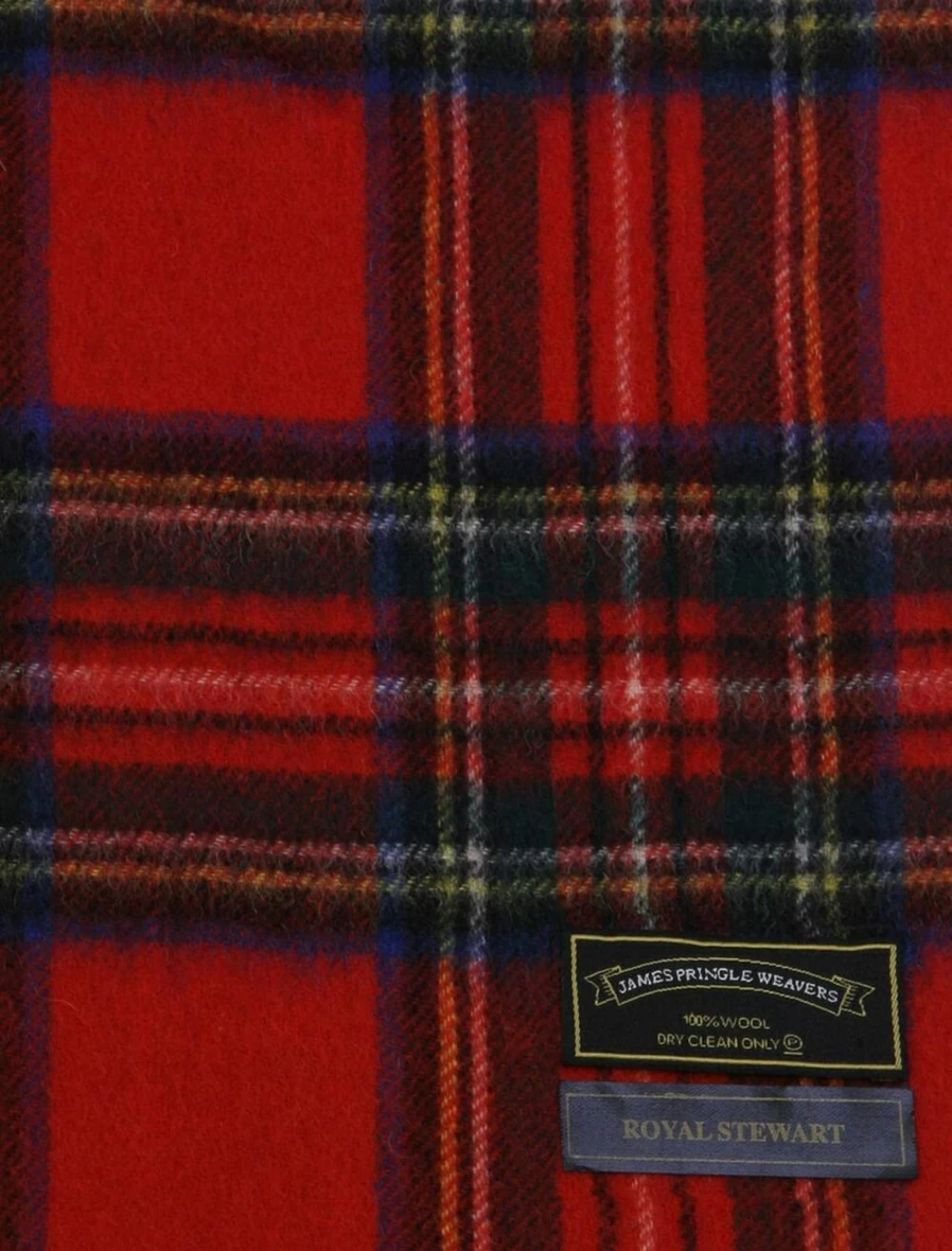 "EWM Lambswool Check Stole - Soft Plaid Wool Scarf for Men & Women"