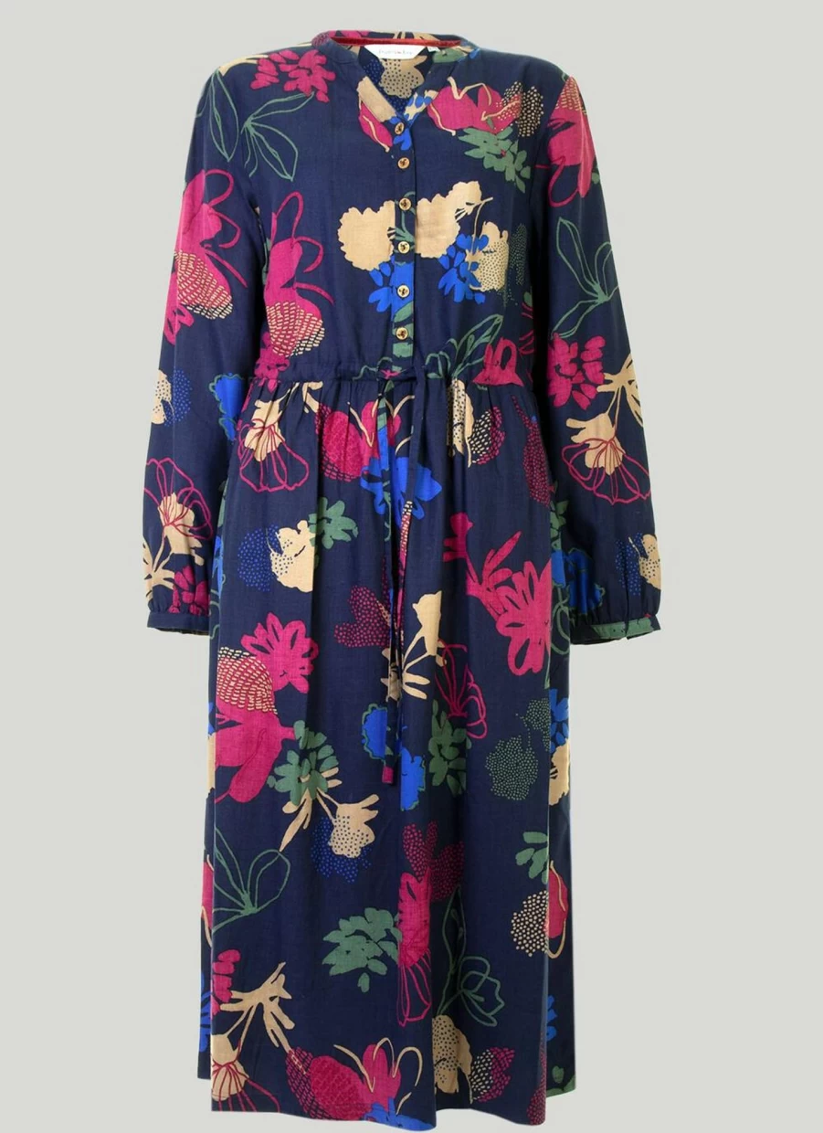 Country Rose Women's Floral Printed Midi Dress - Elegant Spring Summer Boho Chic Vintage Style