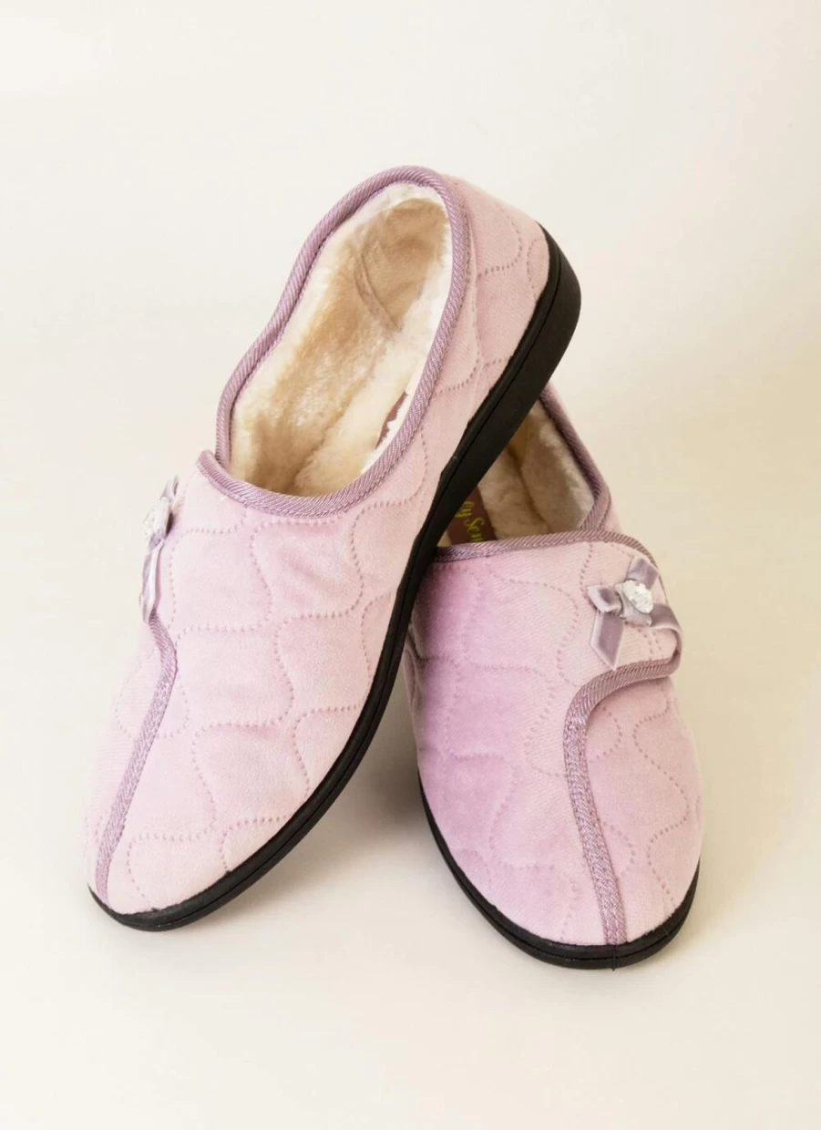 Comfy Sense Women's Soft Quilted Velcro Slippers - Cozy Indoor House Shoes