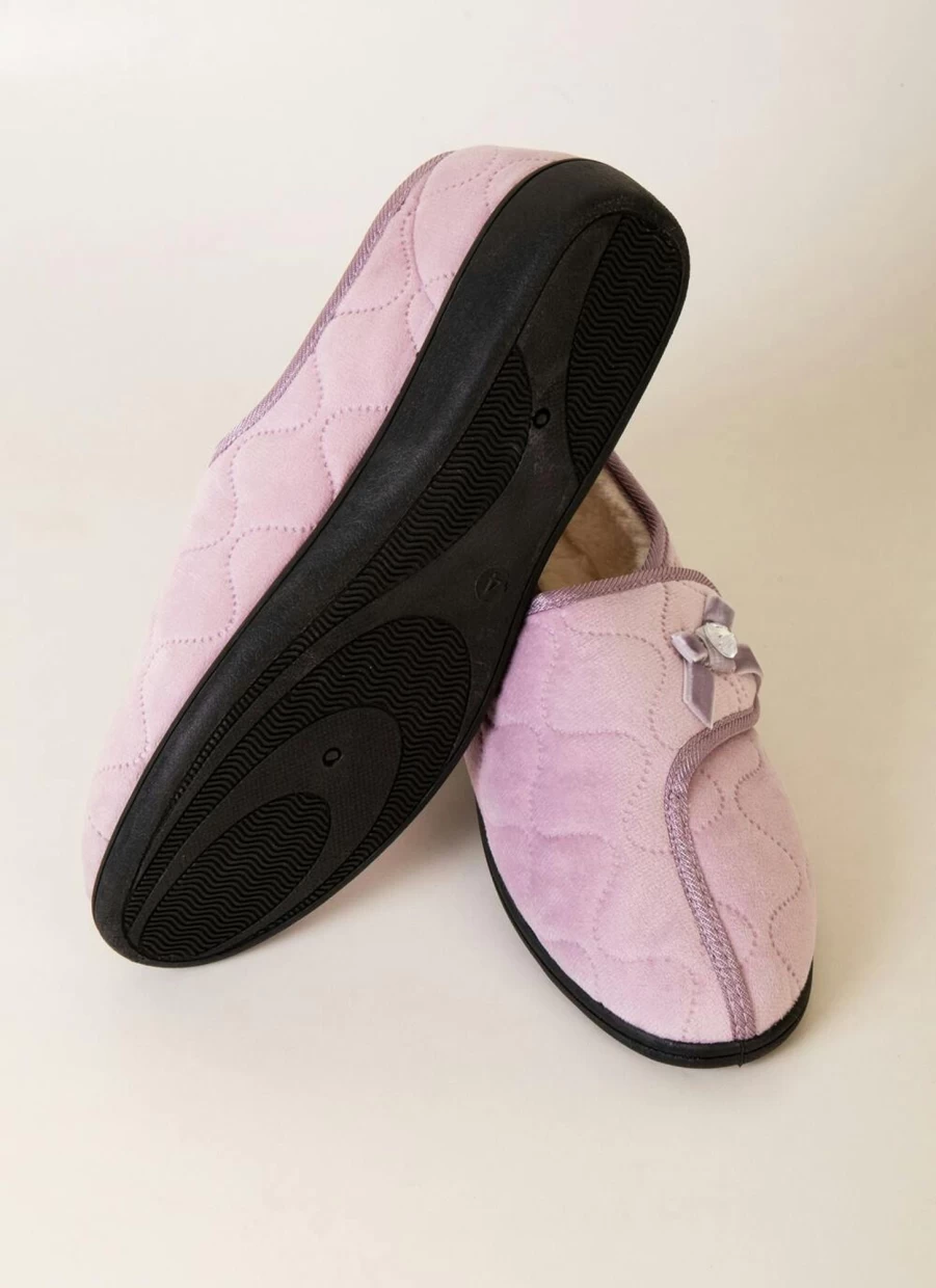 Comfy Sense Women's Soft Quilted Velcro Slippers - Cozy Indoor House Shoes