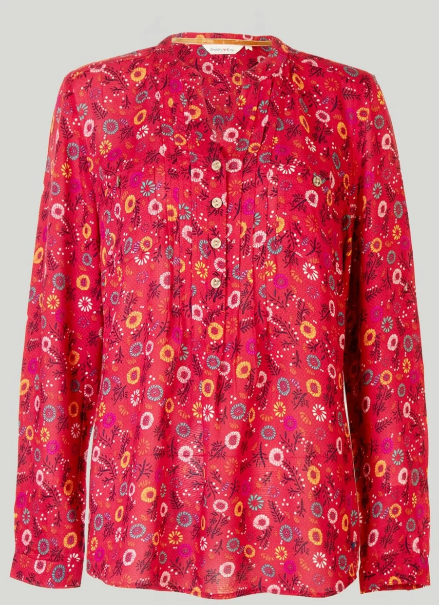 Country Rose Women's Floral Printed Blouse - Elegant Casual Top