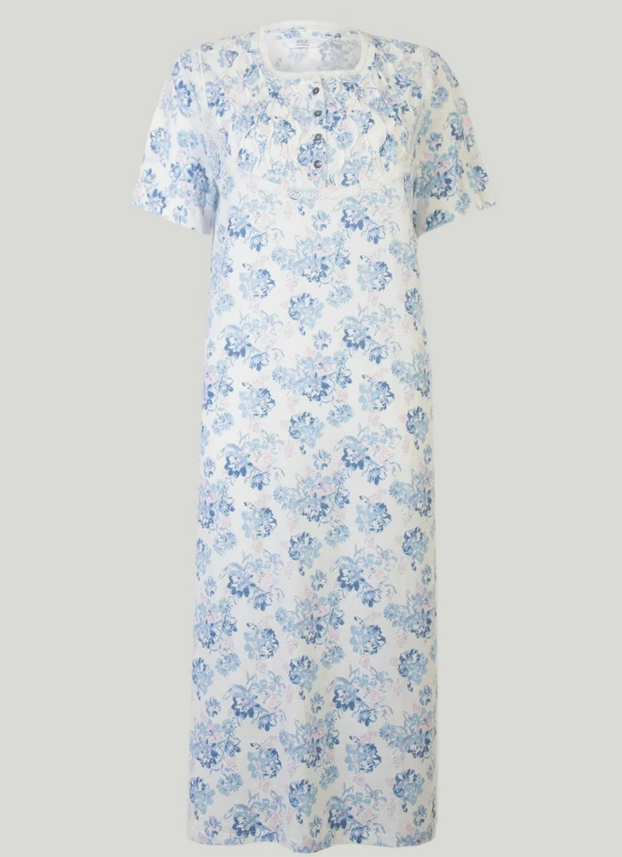 "Isle Women's Floral Print Nightie - Soft Comfort Sleepwear"