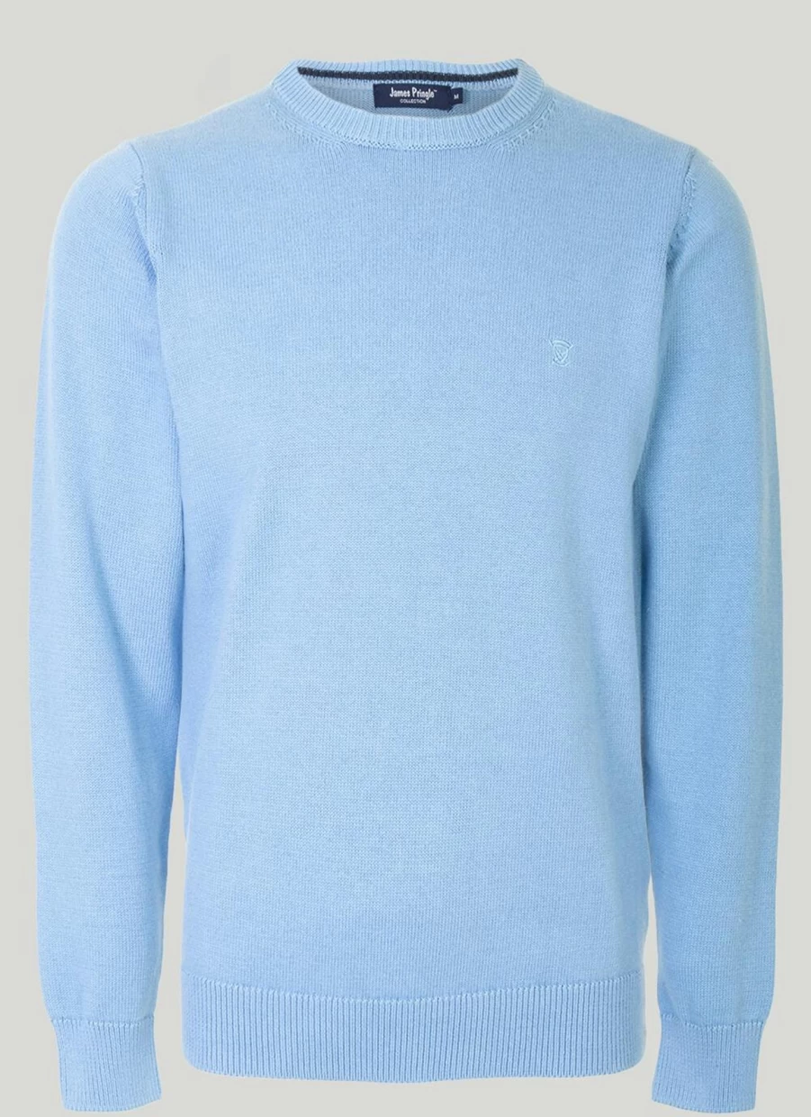 James Pringle Men's Cotton Crew Neck Jumper - Soft Classic Knit Sweater for Men