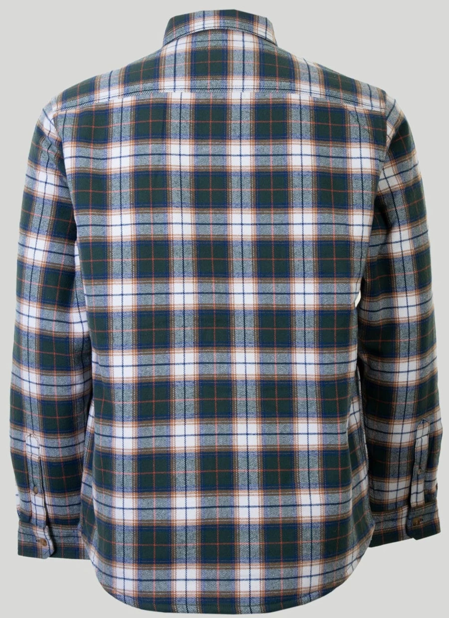 PG Field Men's Sherpa-Lined Flannel Check Shirt - Warm Plaid Button-Up