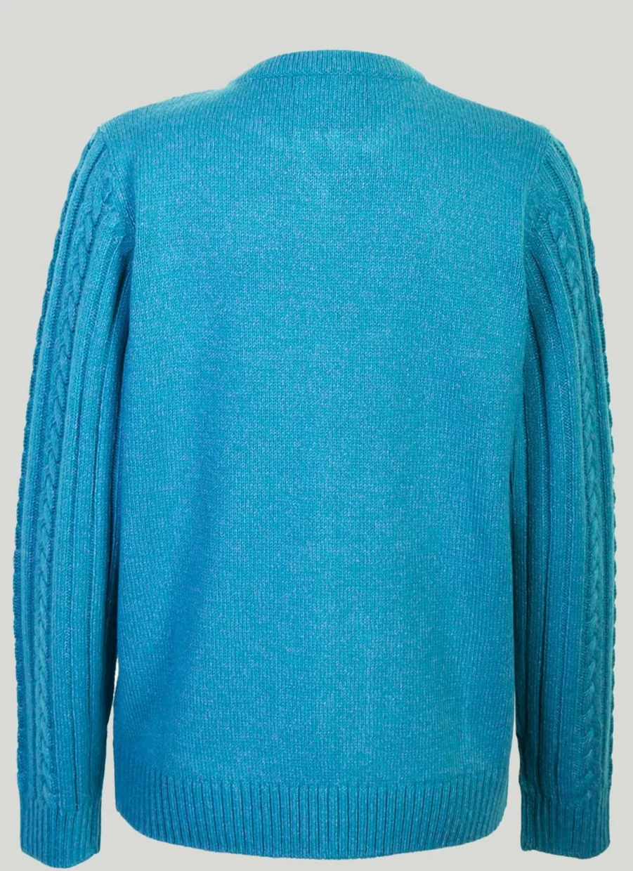 Honor Millburn Women's Turquoise Textured Knit Cardigan Cozy Casual Long Sleeve Open Front Sweater