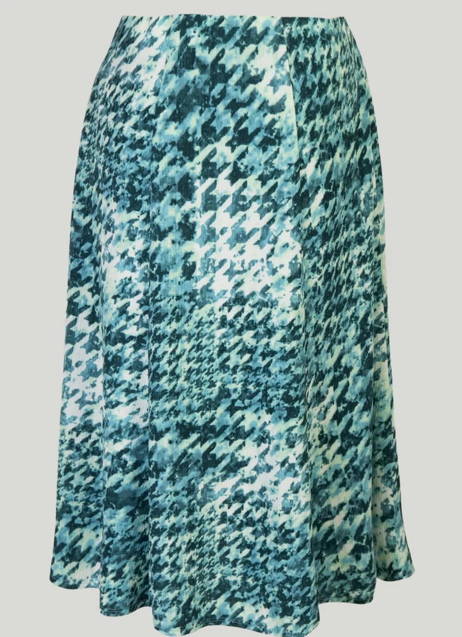 Honor Millburn Women's 27" Houndstooth Print Lined Skirt - Classic Black & White Pattern