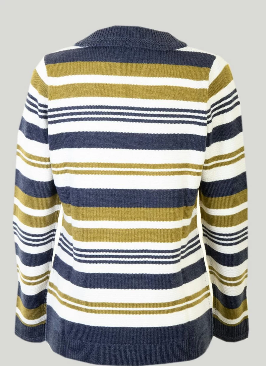 Isle Women's Collared Striped Jumper - Classic Knit Sweater with Stripe Detail