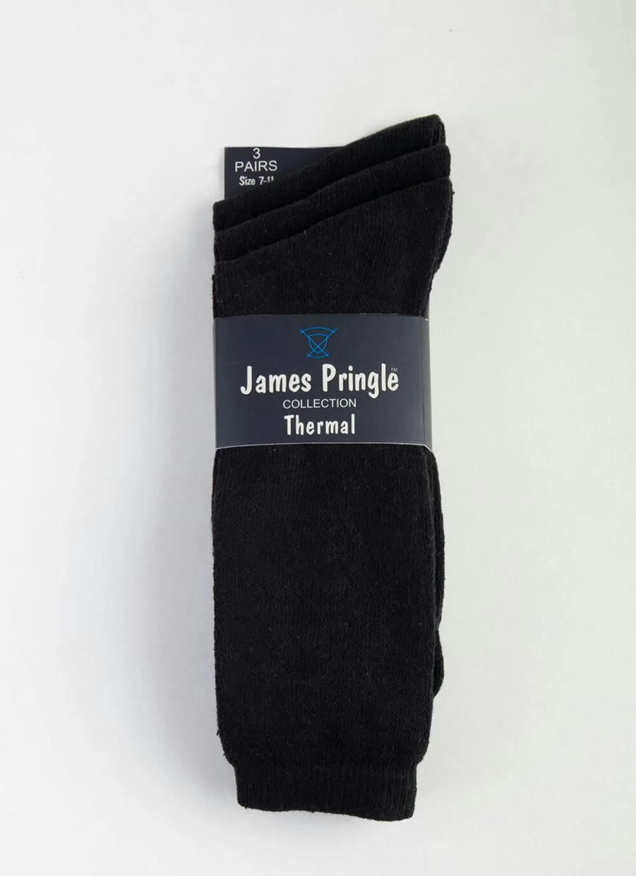 James Pringle Men's Thermal Socks 3 Pack - Winter Warm Wool Blend Cold Weather Socks