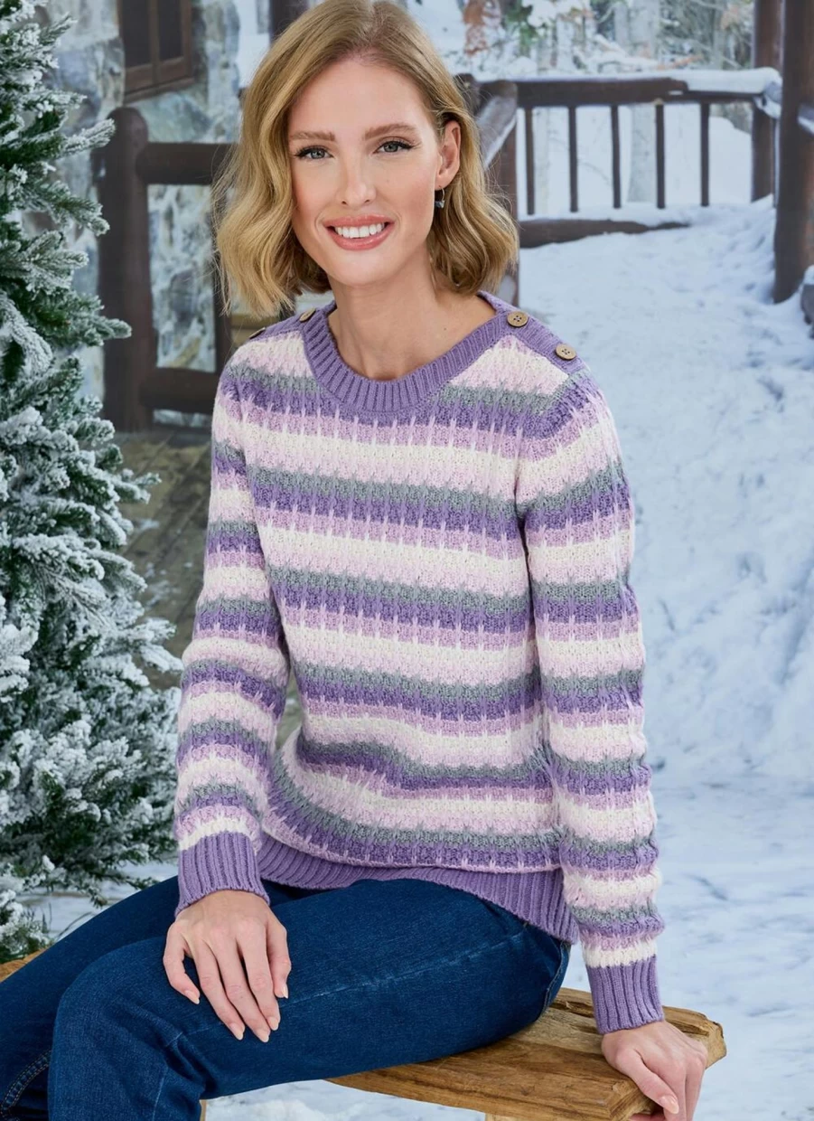 Isle Women's Stripe Jumper - Soft Knit Casual Sweater