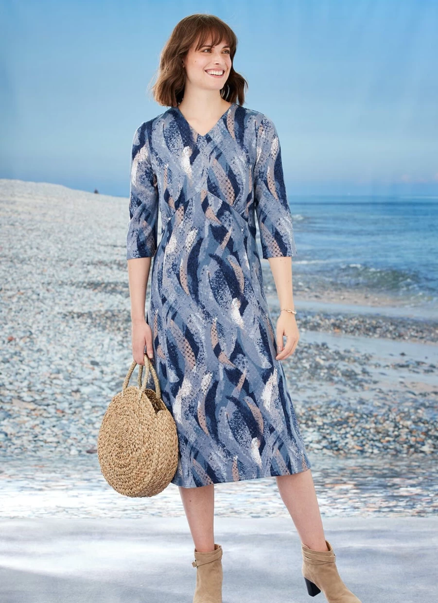 Honor Millburn Women's Floral Print Summer Dress - Elegant Casual A-Line Dress with Short Sleeves
