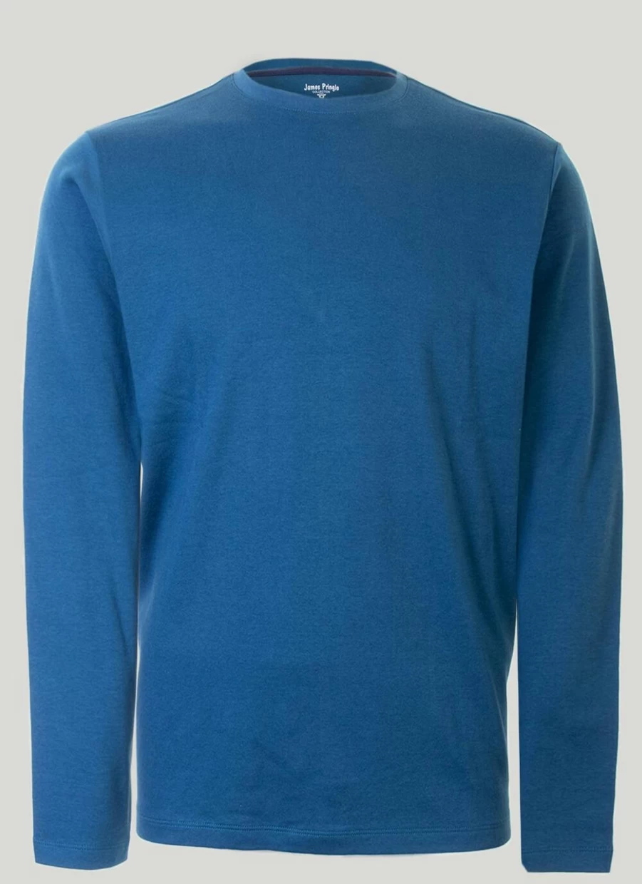James Pringle Men's Long Sleeve Crew Neck Jersey Top - Comfortable Casual Shirt