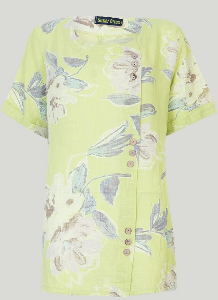 "Women's Floral Print Button-Up Blouse | Sugar Crisp Fashion Top"
