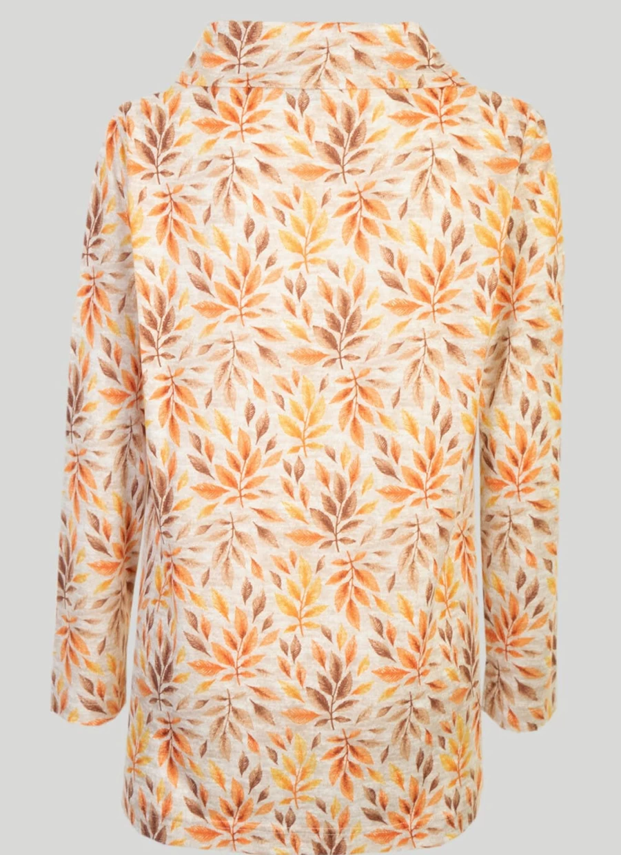 Isle Women's Orange Split Neck Floral Print Top