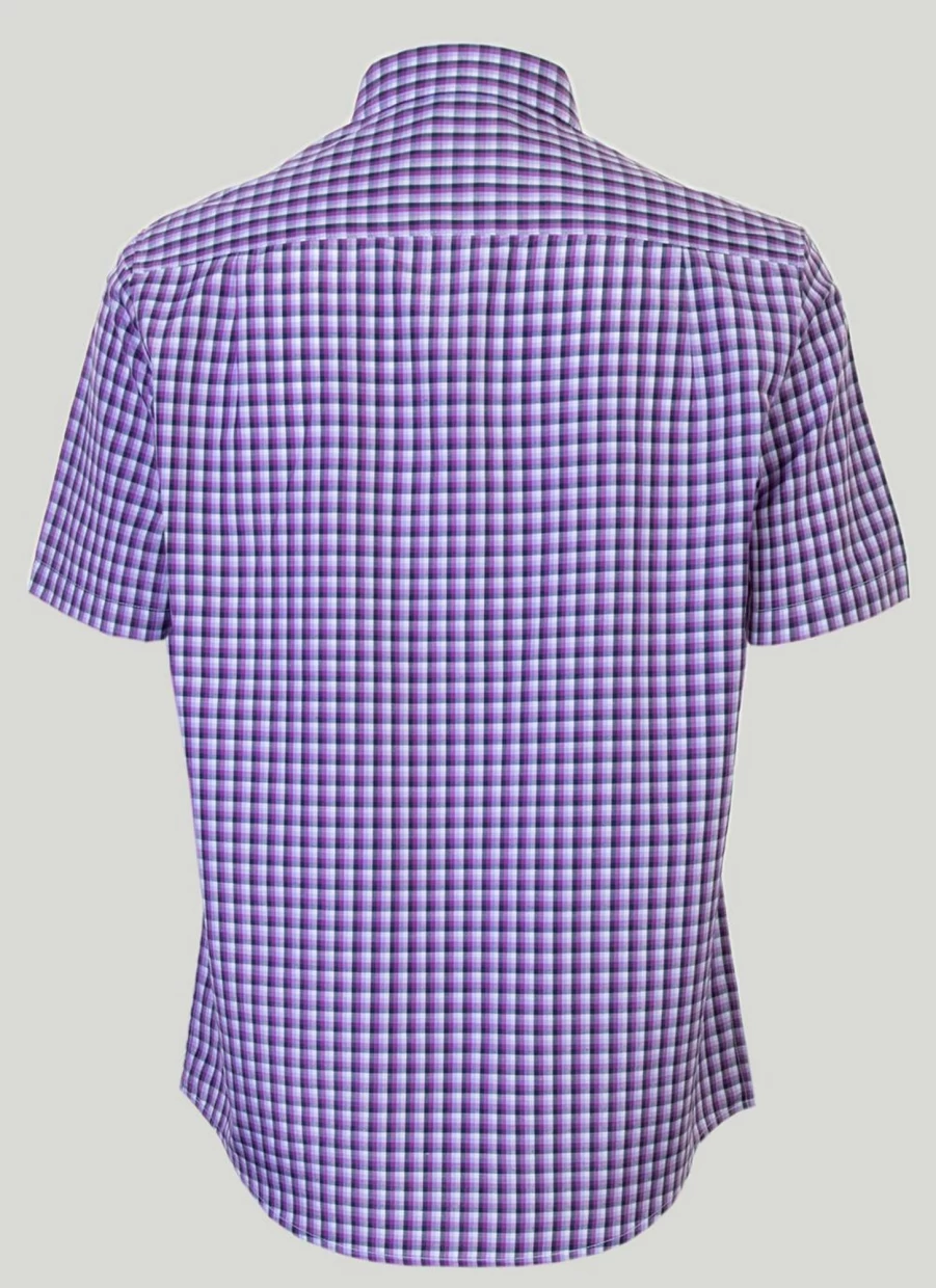 James Pringle Men's Classic Short Sleeve Checkered Shirt - Casual Plaid Button-Up Top