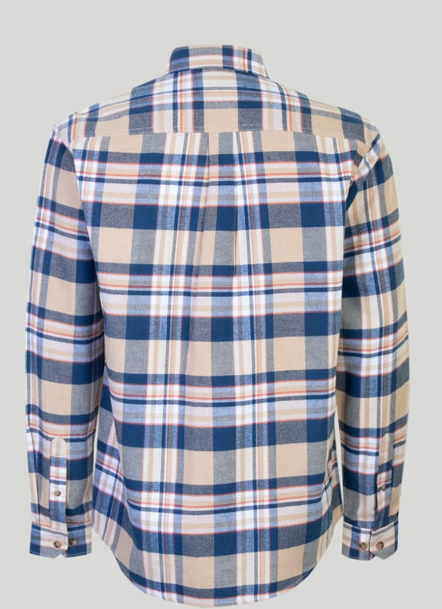 PG Field Men's Long Sleeve Brushed Flannel Check Shirt - Soft Plaid Button-Up for Men