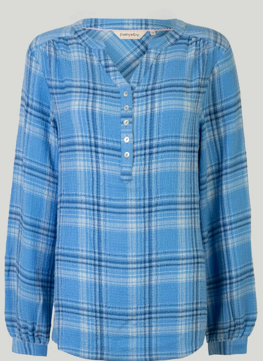 "Country Rose Women's Checkered Blouse - Stylish & Comfortable Top"