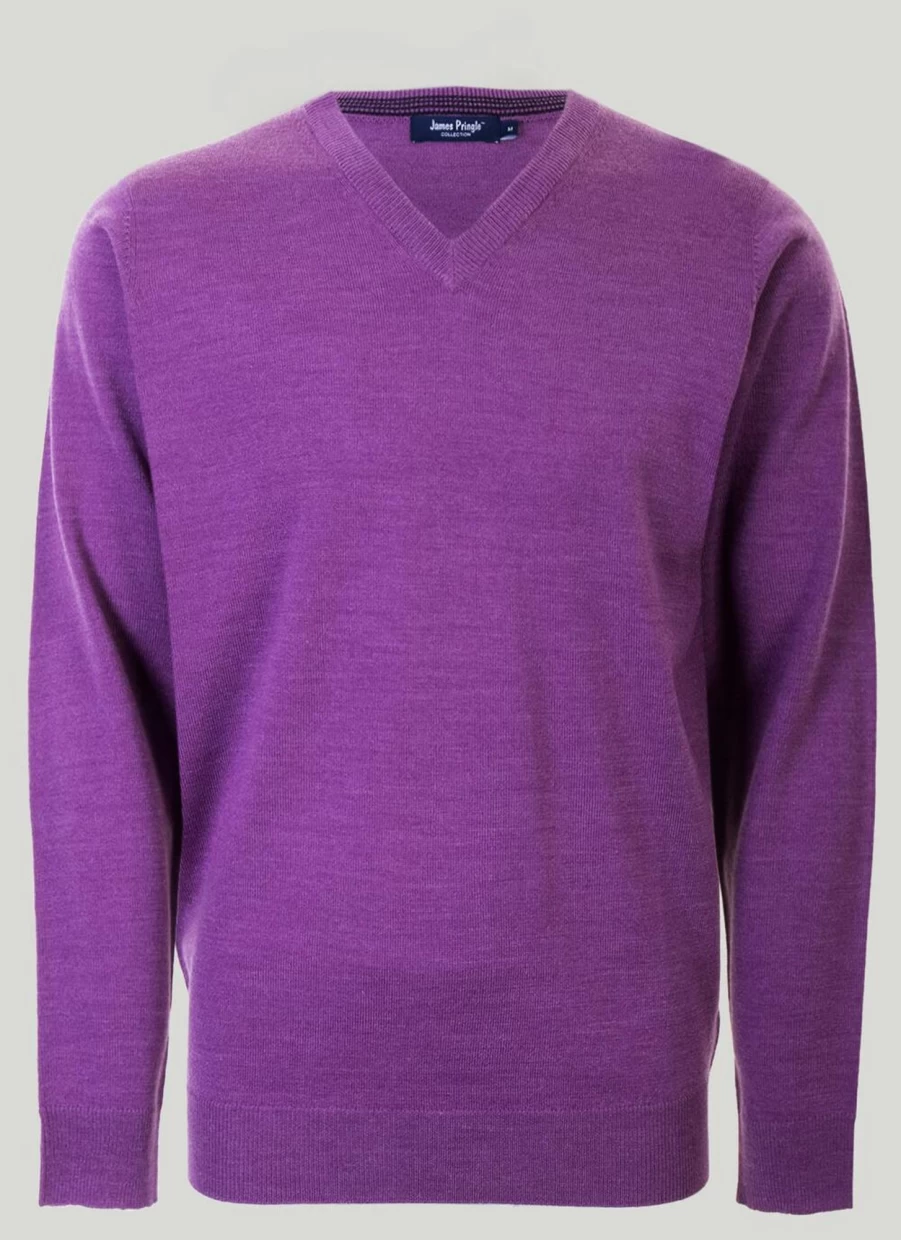 James Pringle Men's V Neck Fine Knit Jumper - Lightweight Comfortable Sweater