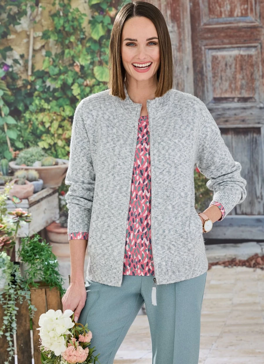Honor Millburn Women's Zip Front Cardigan - Stylish Knit Sweater for Casual Wear