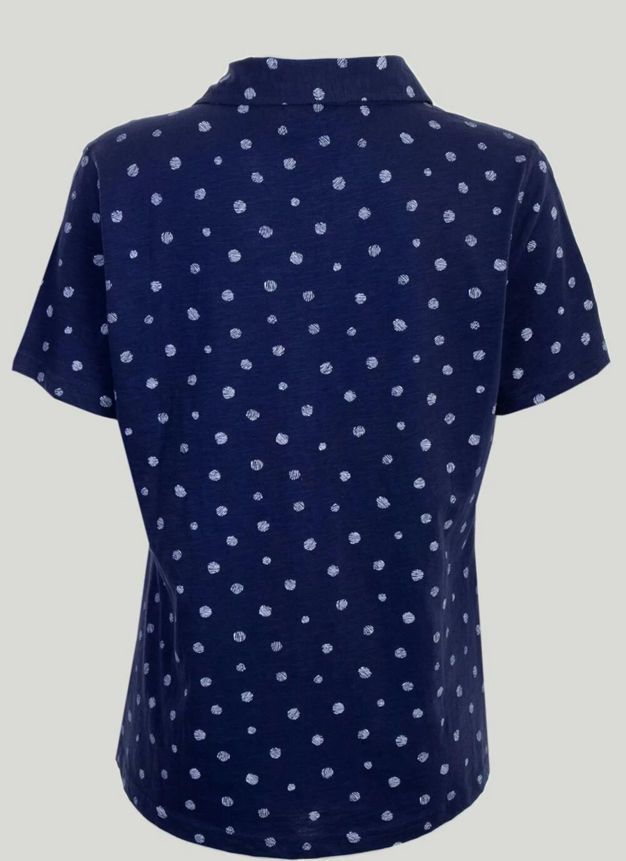 Isle Women's Print Button Through Polo Shirt - Stylish & Comfortable Top