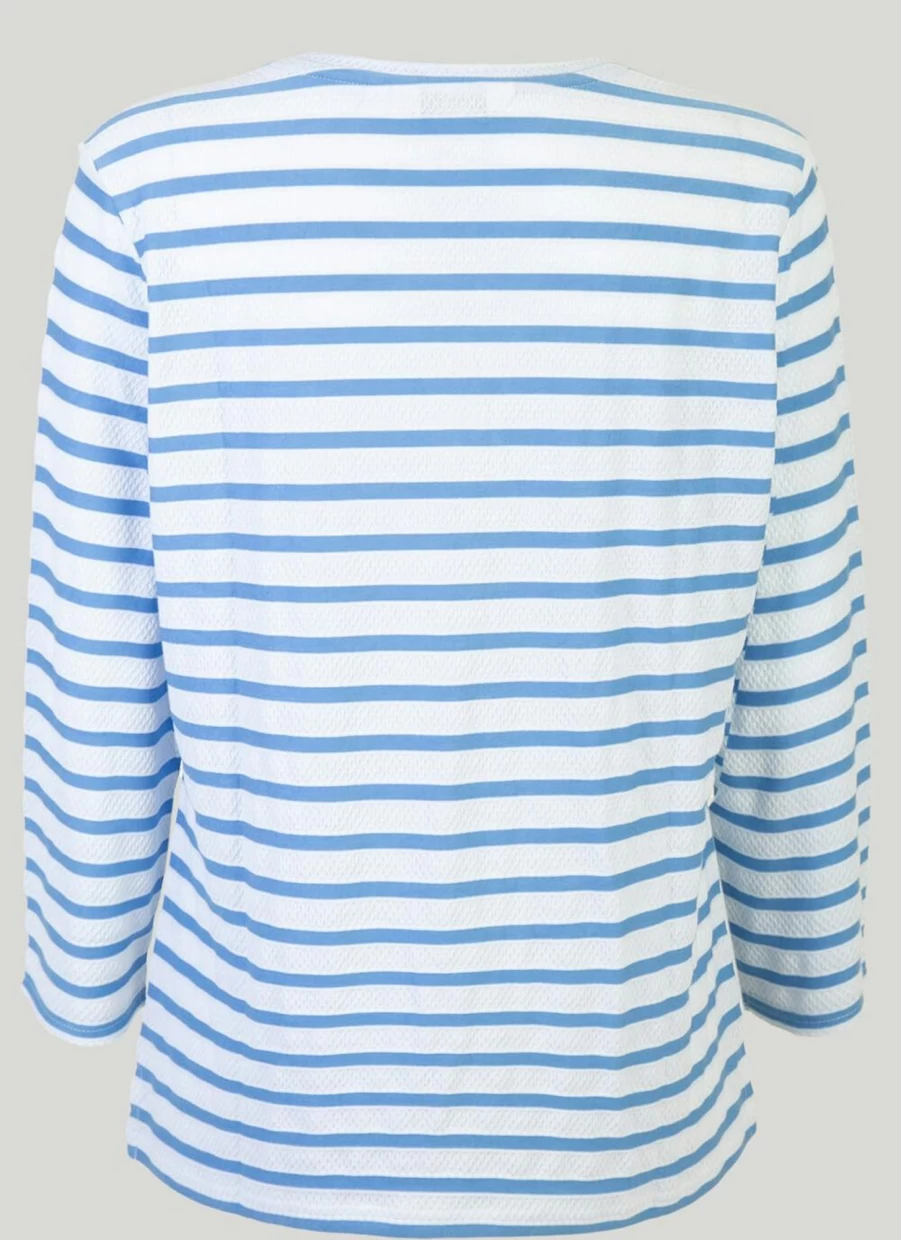 "Isle Women's Stripe Notch Neck Top - Stylish Crewneck Blouse for Women"