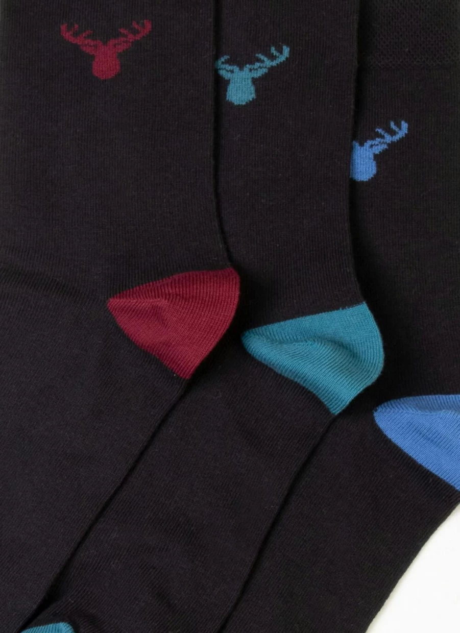 James Pringle Men's 3 Pack Stag Design Socks for Comfort and Style
