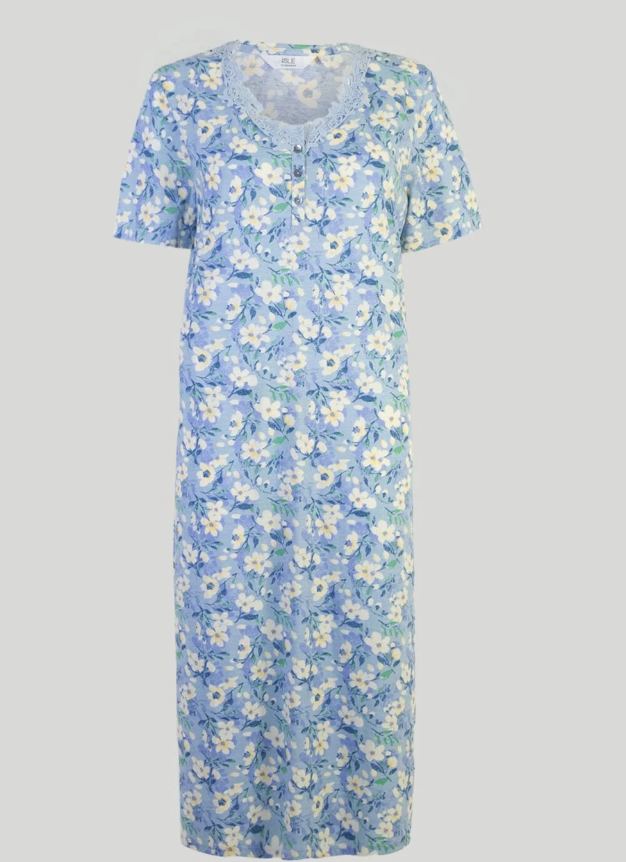 "Isle Women's Floral Print Nightie - Soft Comfort Sleepwear"