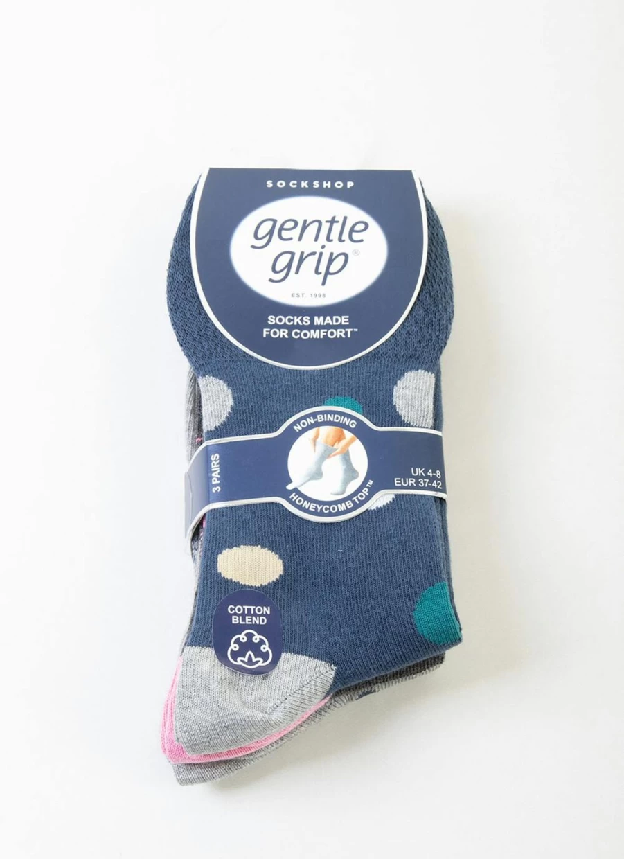 "Gentle Grip Women's 3 Pack Fashion Patterned Socks – Soft & Comfortable"
