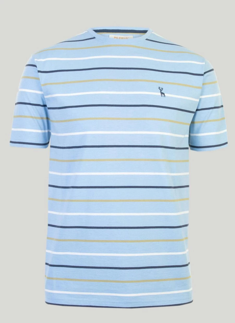 PG Field Men's Stripe Crew Neck T-Shirt - Classic Casual Tee