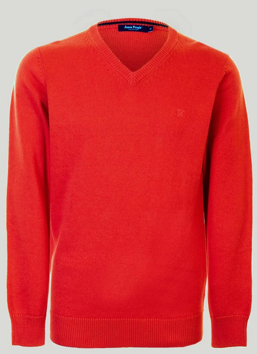 James Pringle Men's Cotton V-Neck Jumper - Soft Casual Knit Sweater