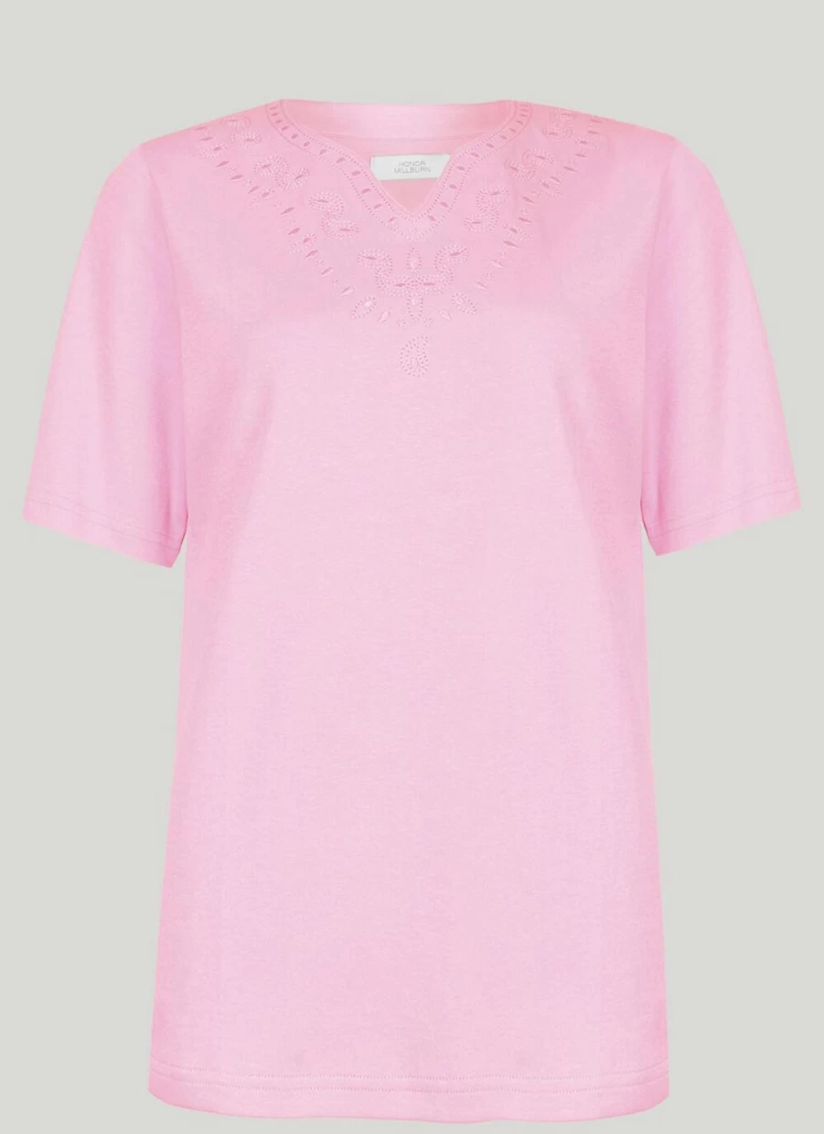 Honor Millburn Women's V-Neck Embroidered Cutwork Blouse