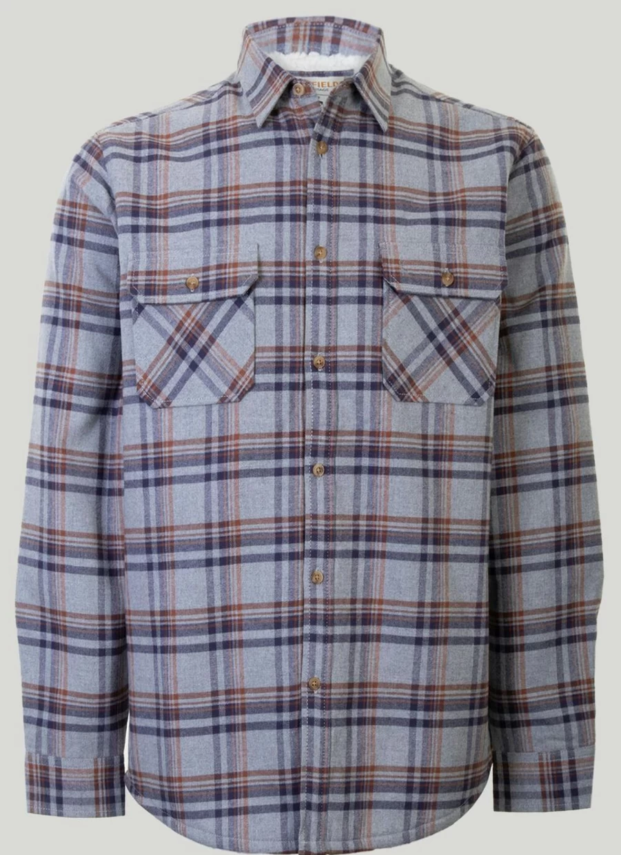 PG FIELD Men's Mid-Weight Long Sleeve Shirt with Fur Lining for Cold Weather