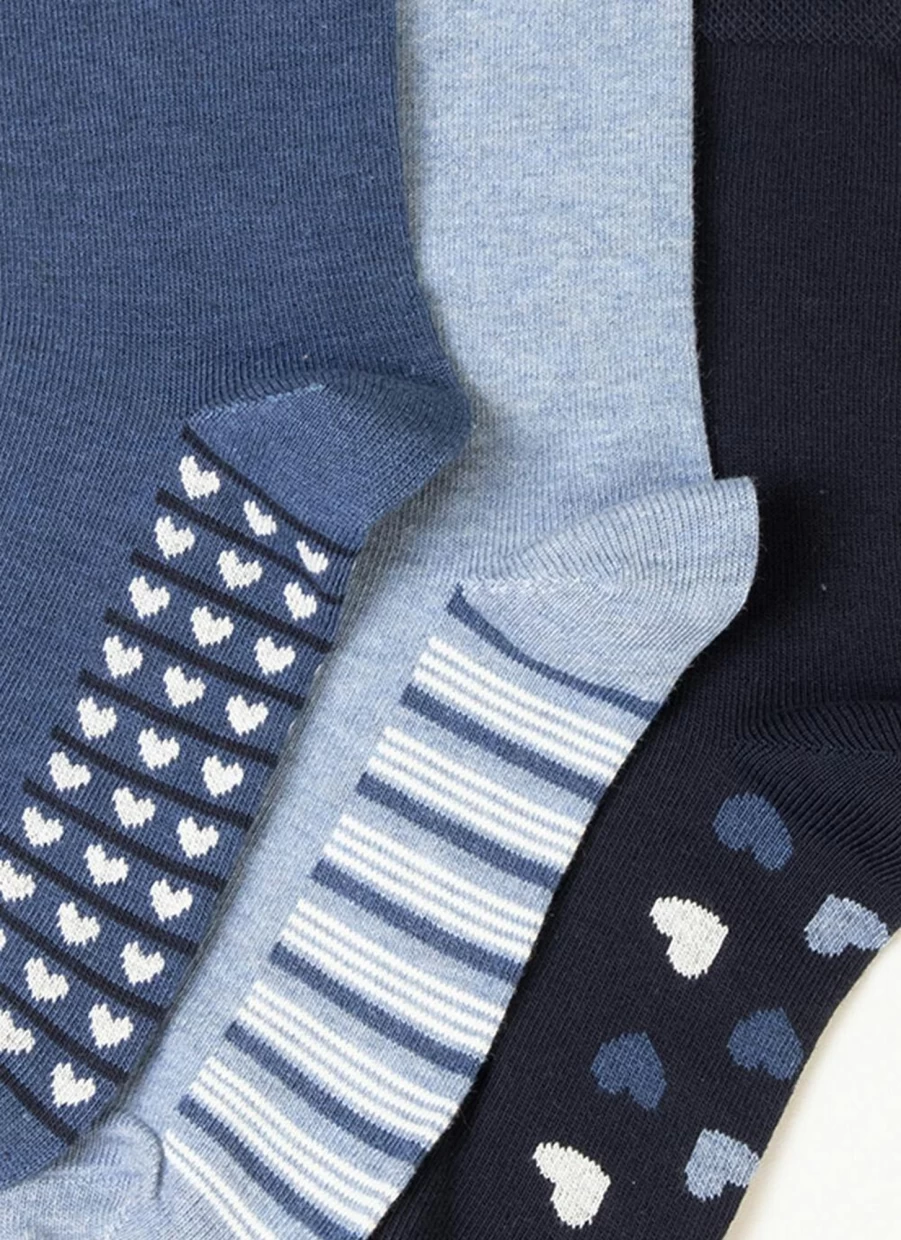 Isle Women's 3 Pack Heart & Stripe Pattern Casual Socks