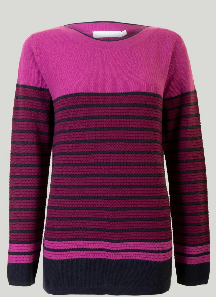 "Isle Women's Striped Boatneck Knit Jumper Sweater"