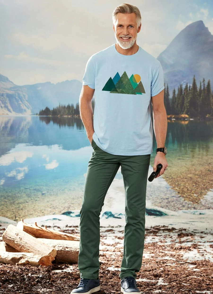 James Pringle Men's Green Chino Pants - Classic Fit Casual Trousers