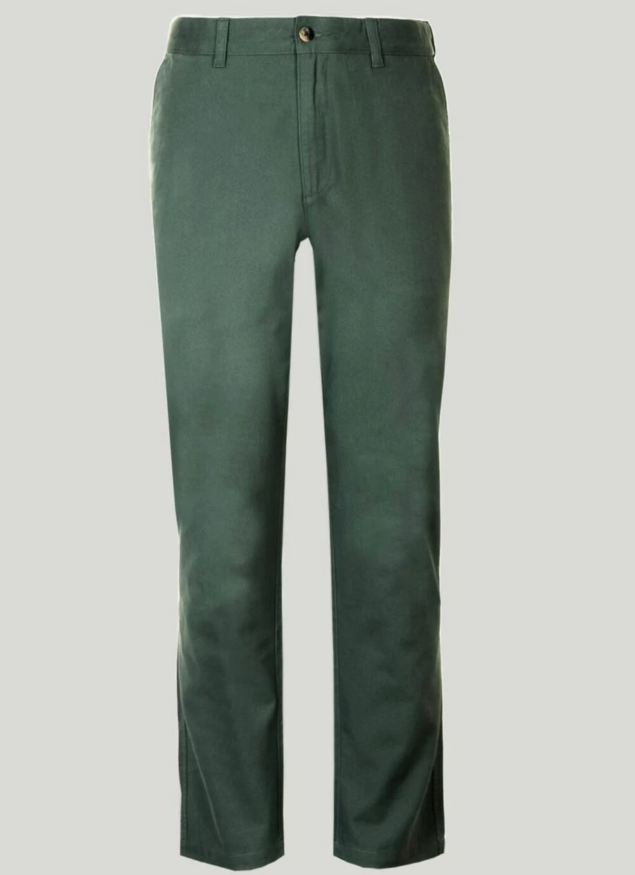 James Pringle Men's Green Chino Pants - Classic Fit Casual Trousers