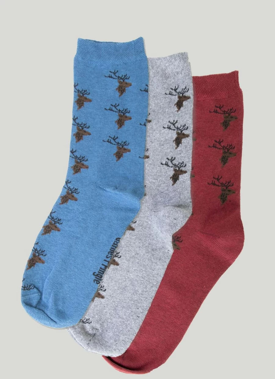 James Pringle Men's Stag Socks 3 Pack - Premium Hunting Socks for Outdoor Enthusiasts