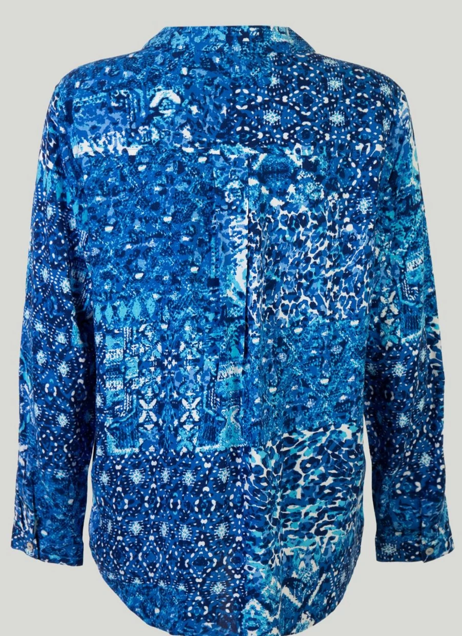 Isle Women's Patchwork Printed Blouse - Stylish Floral Boho Top for Casual Wear